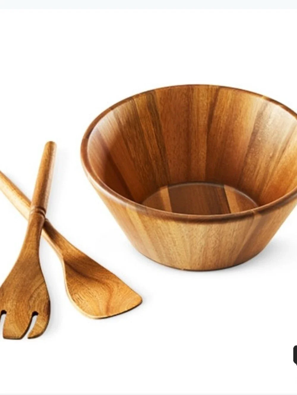 Pampered Chef Acacia Wood Salad Bowl & Servers Set New in Box Discontinued